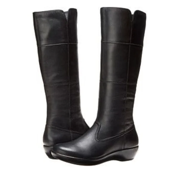 Dansko Darla Tall Black Leather Knee High Boots Womens - Picture 2 of 10